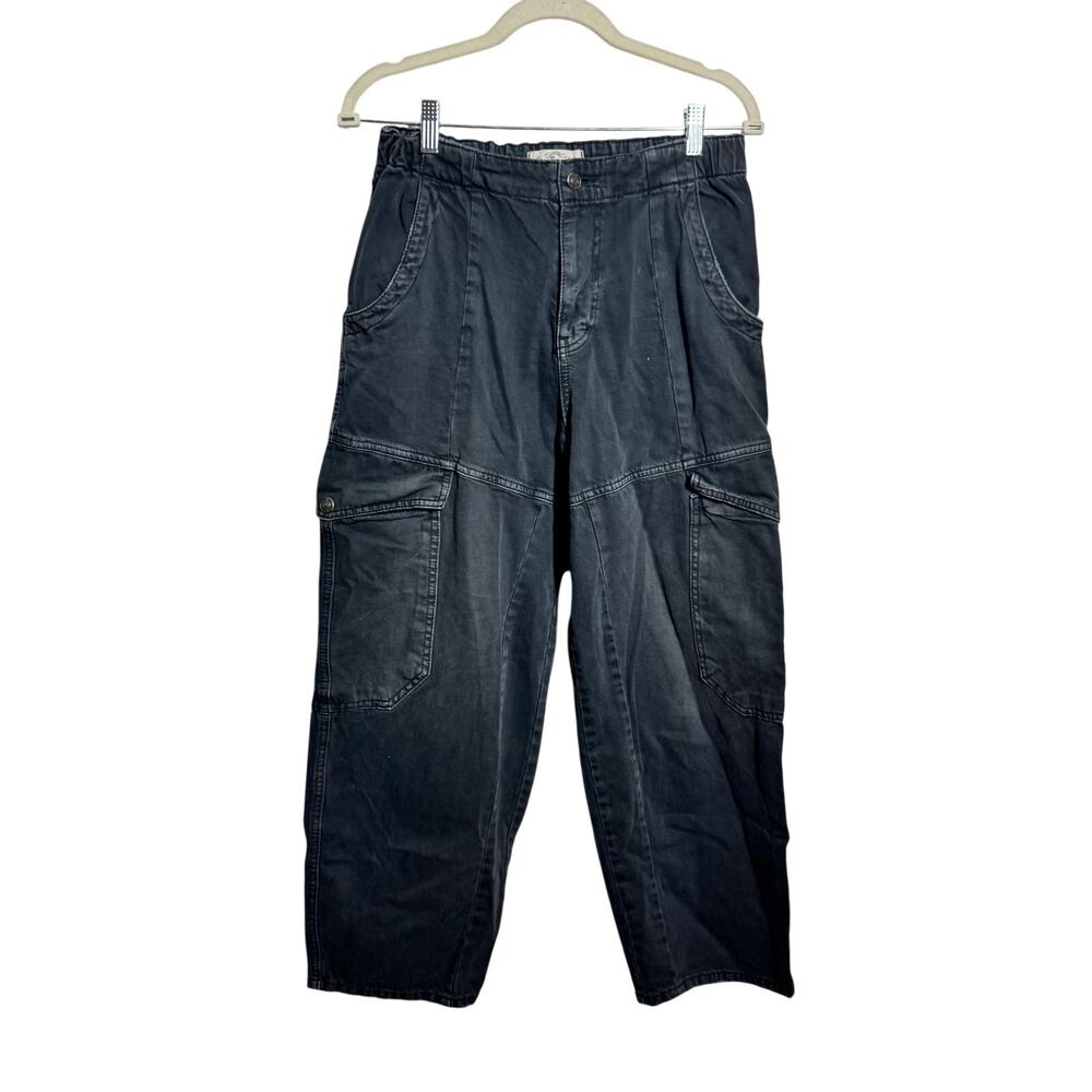 Free People We The Free Marx Slouchy Tab Button Cargo‎ Jeans Women S Faded Black